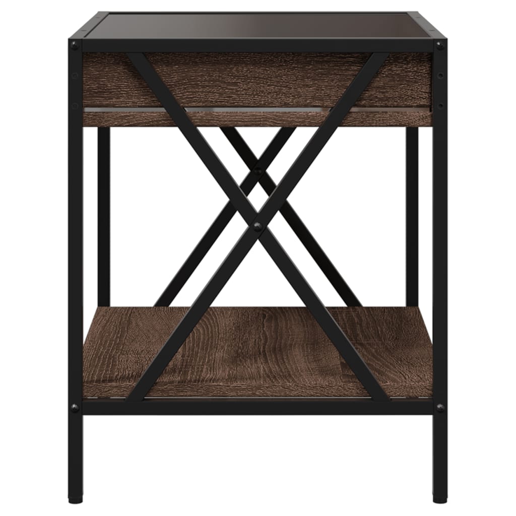 Măsuță de cafea cu LED infinity, stejar maro, 40x40x49 cm GartenMobel Dekor