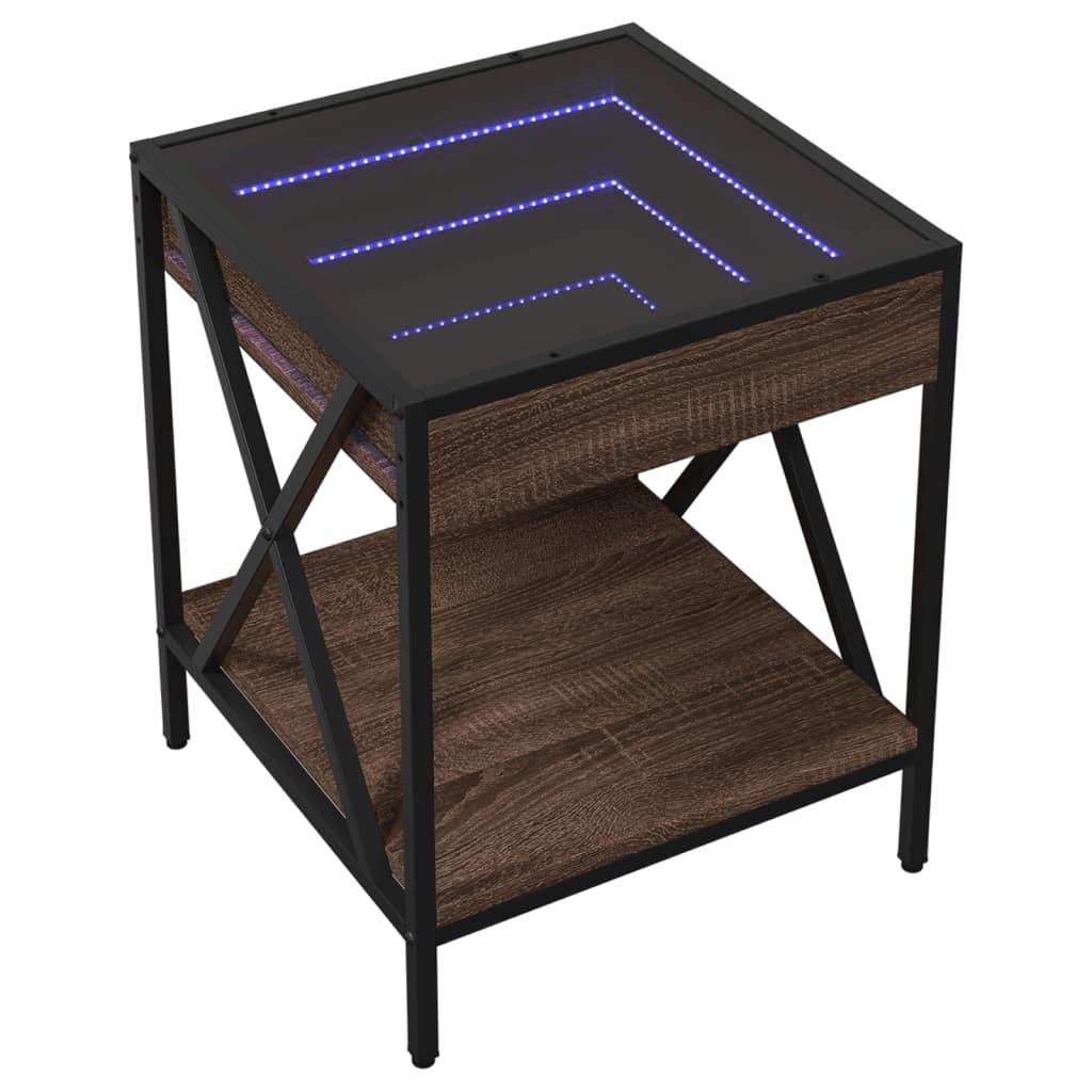 Măsuță de cafea cu LED infinity, stejar maro, 40x40x49 cm GartenMobel Dekor