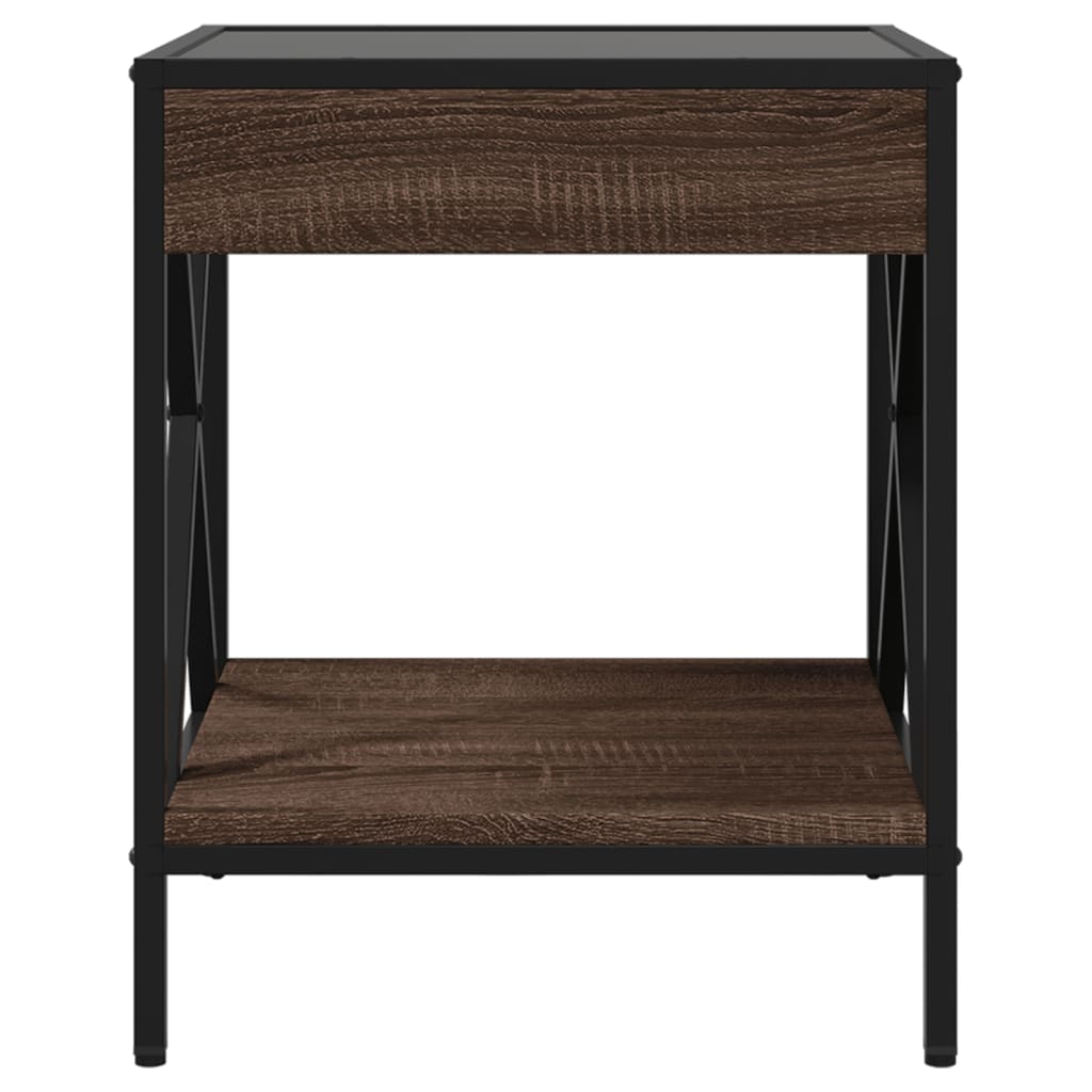 Măsuță de cafea cu LED infinity, stejar maro, 40x40x49 cm GartenMobel Dekor