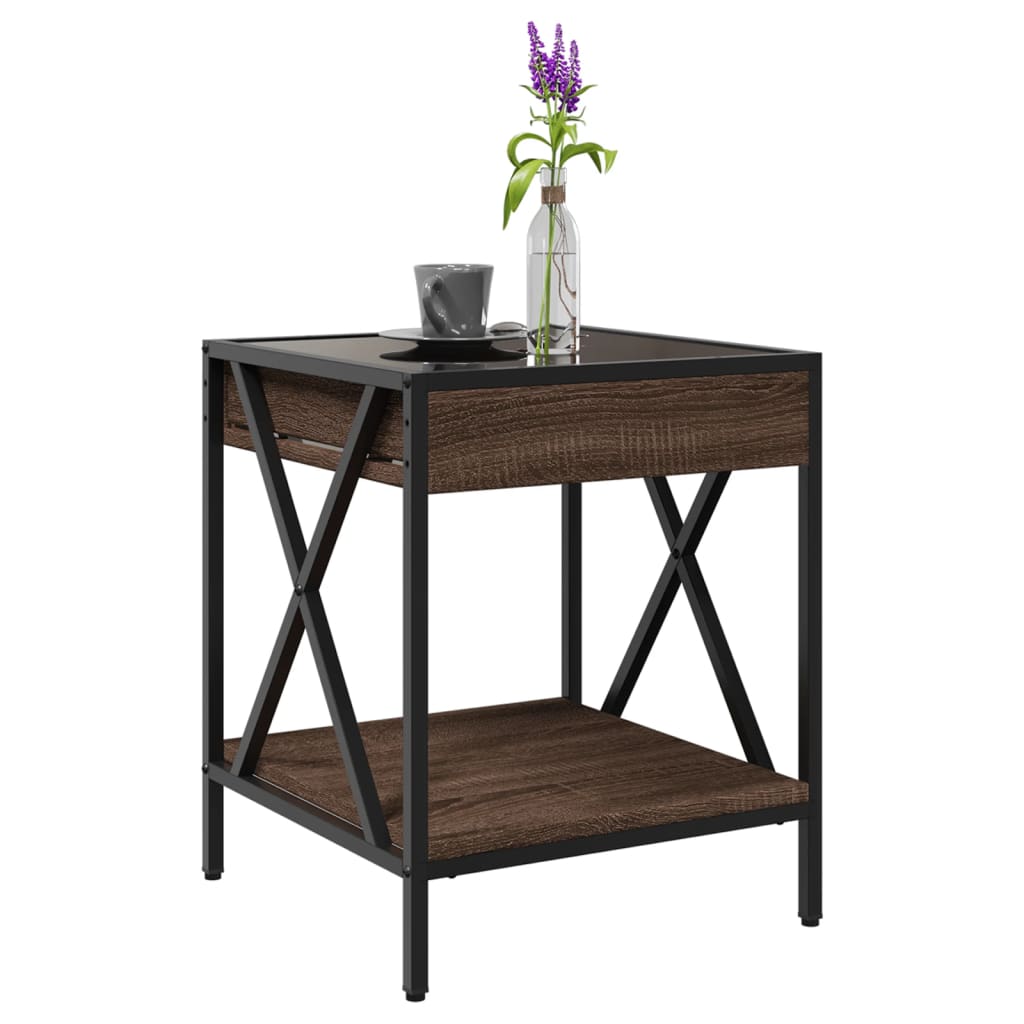 Măsuță de cafea cu LED infinity, stejar maro, 40x40x49 cm GartenMobel Dekor