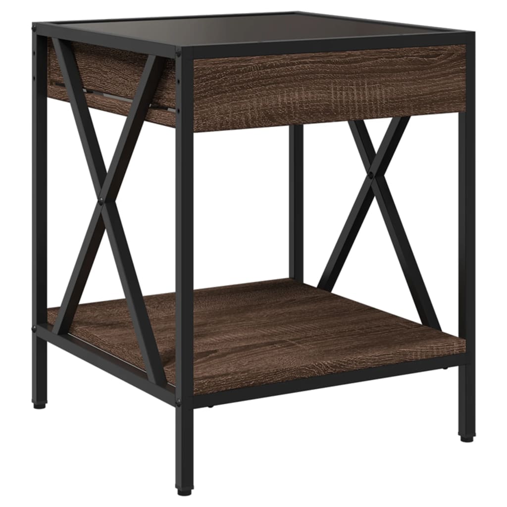 Măsuță de cafea cu LED infinity, stejar maro, 40x40x49 cm GartenMobel Dekor