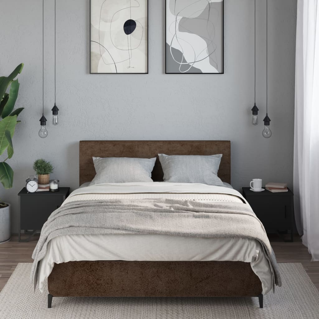 Noptiere, 2 buc., negru, 40 x 30 x 40 cm, PAL GartenMobel Dekor