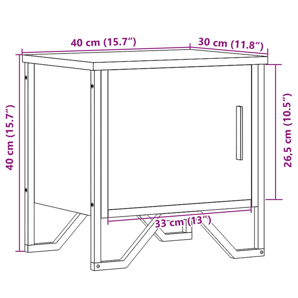 Noptiere, 2 buc., stejar maro, 40x30x40 cm, lemn prelucrat GartenMobel Dekor