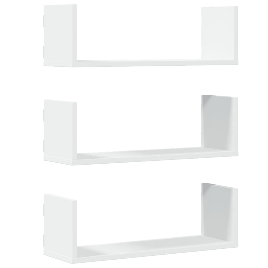 Rafturi de perete, 3 buc., alb, 58x18x18 cm, lemn prelucrat GartenMobel Dekor