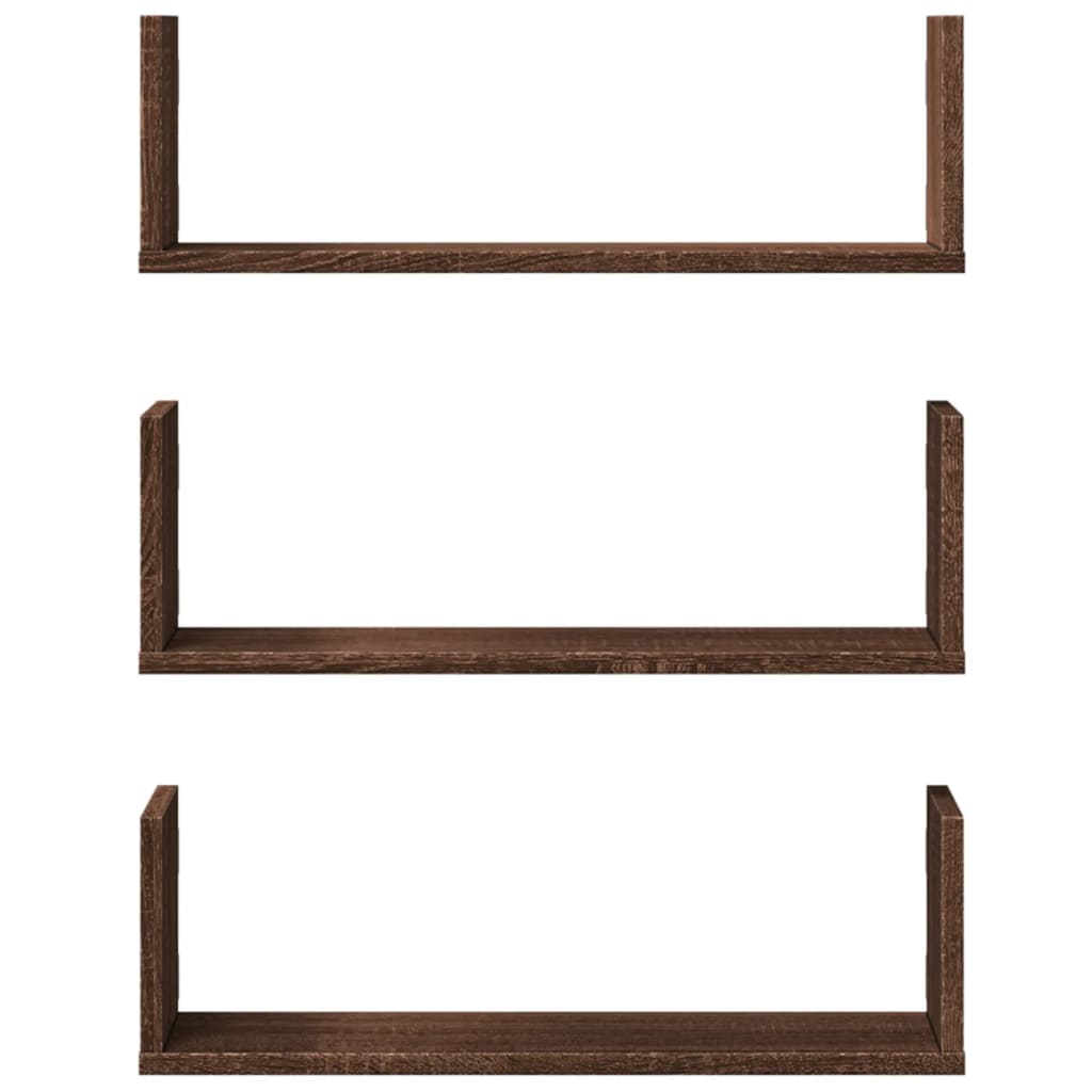 Rafturi de perete 3 buc. stejar maro 58x18x18 cm lemn prelucrat GartenMobel Dekor