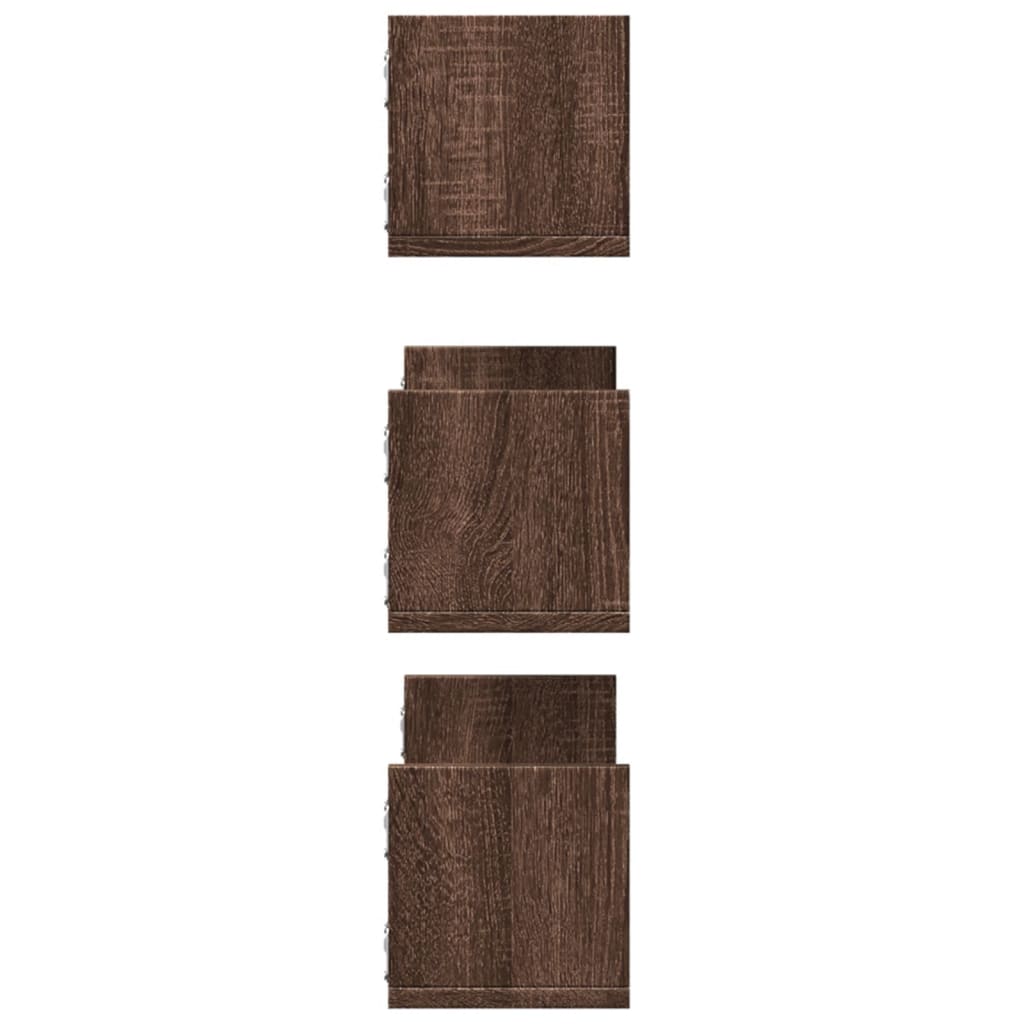 Rafturi de perete 3 buc. stejar maro 58x18x18 cm lemn prelucrat GartenMobel Dekor