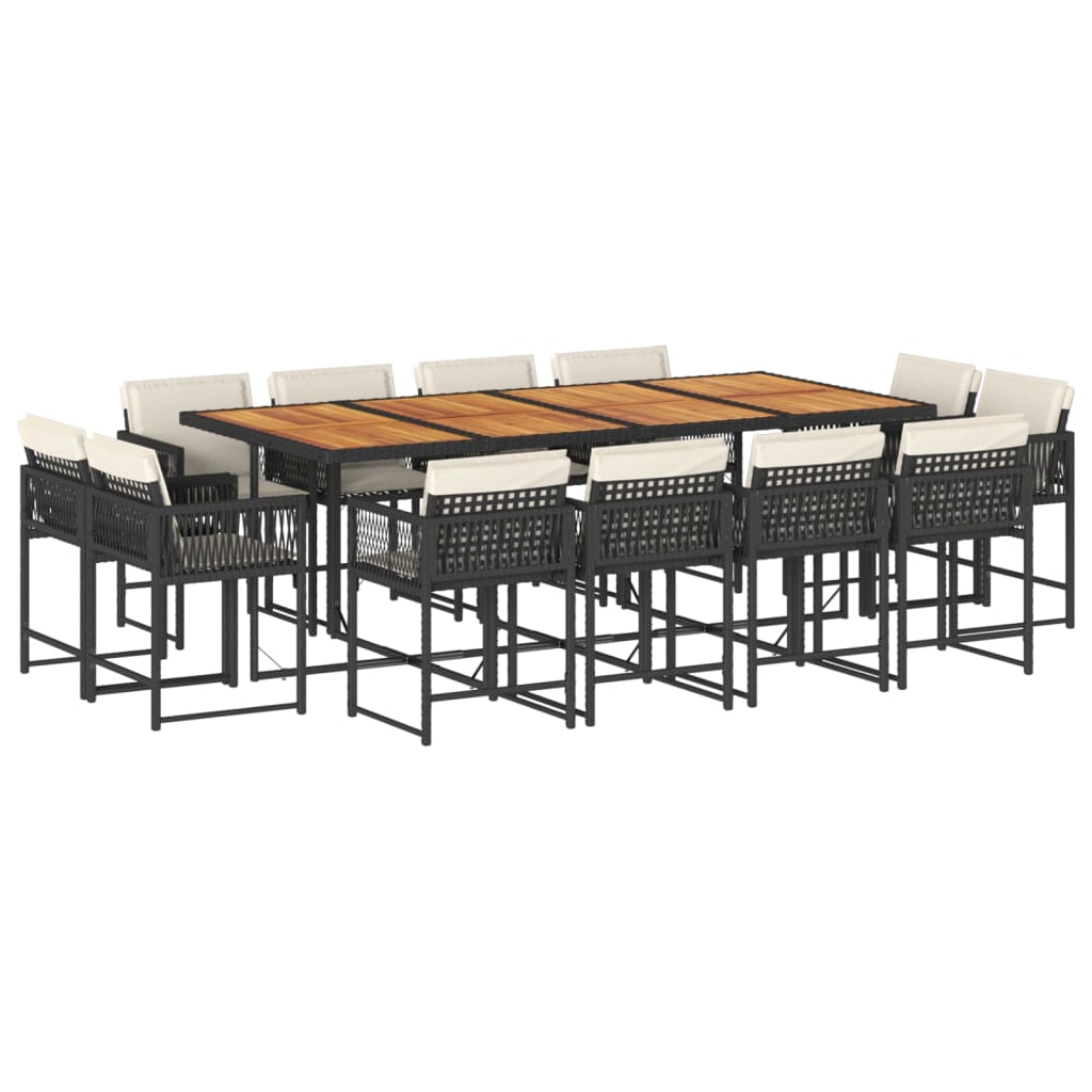 Set mobilier de grădină cu perne, 13 piese, negru, poliratan GartenMobel Dekor