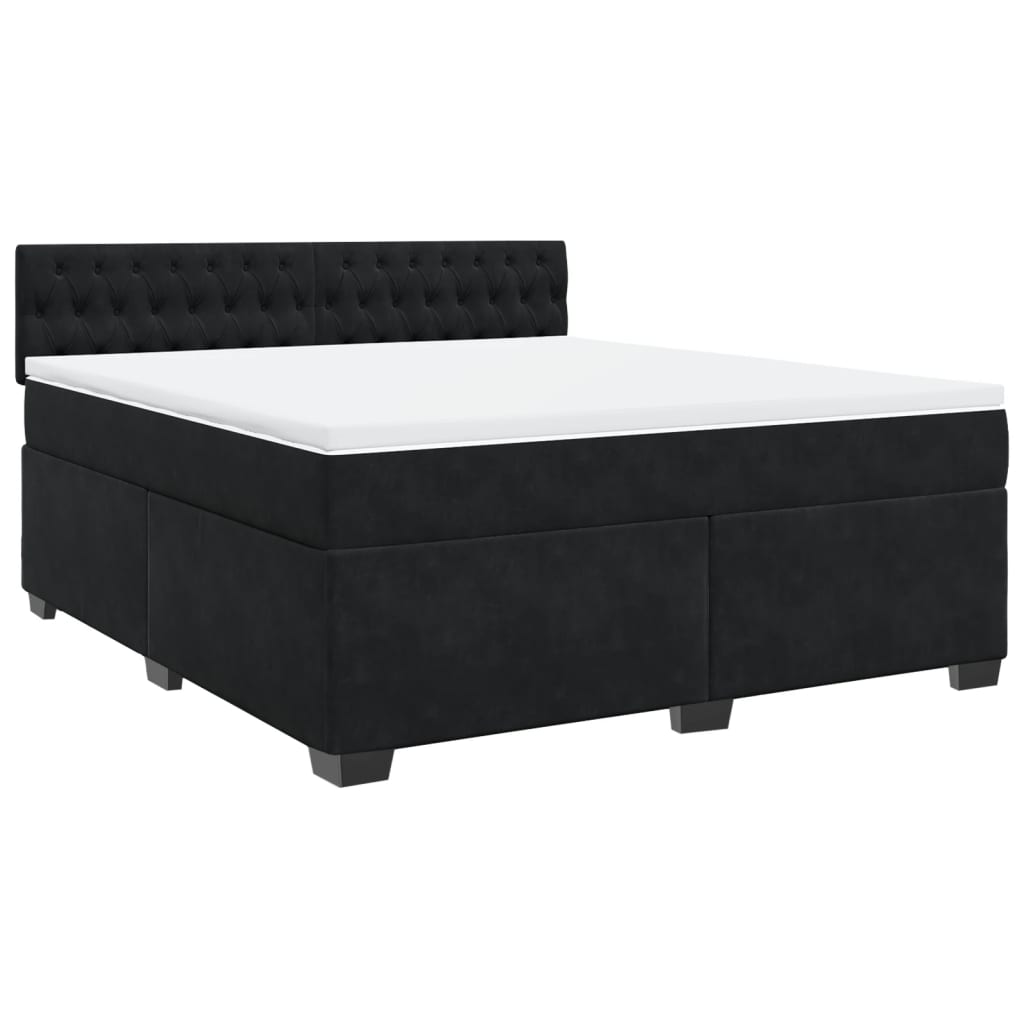 Pat box spring cu saltea, negru, 180x200 cm, catifea GartenMobel Dekor