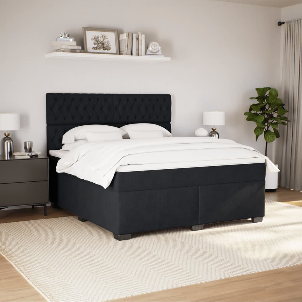 Pat box spring cu saltea, negru, 180x200 cm, catifea GartenMobel Dekor