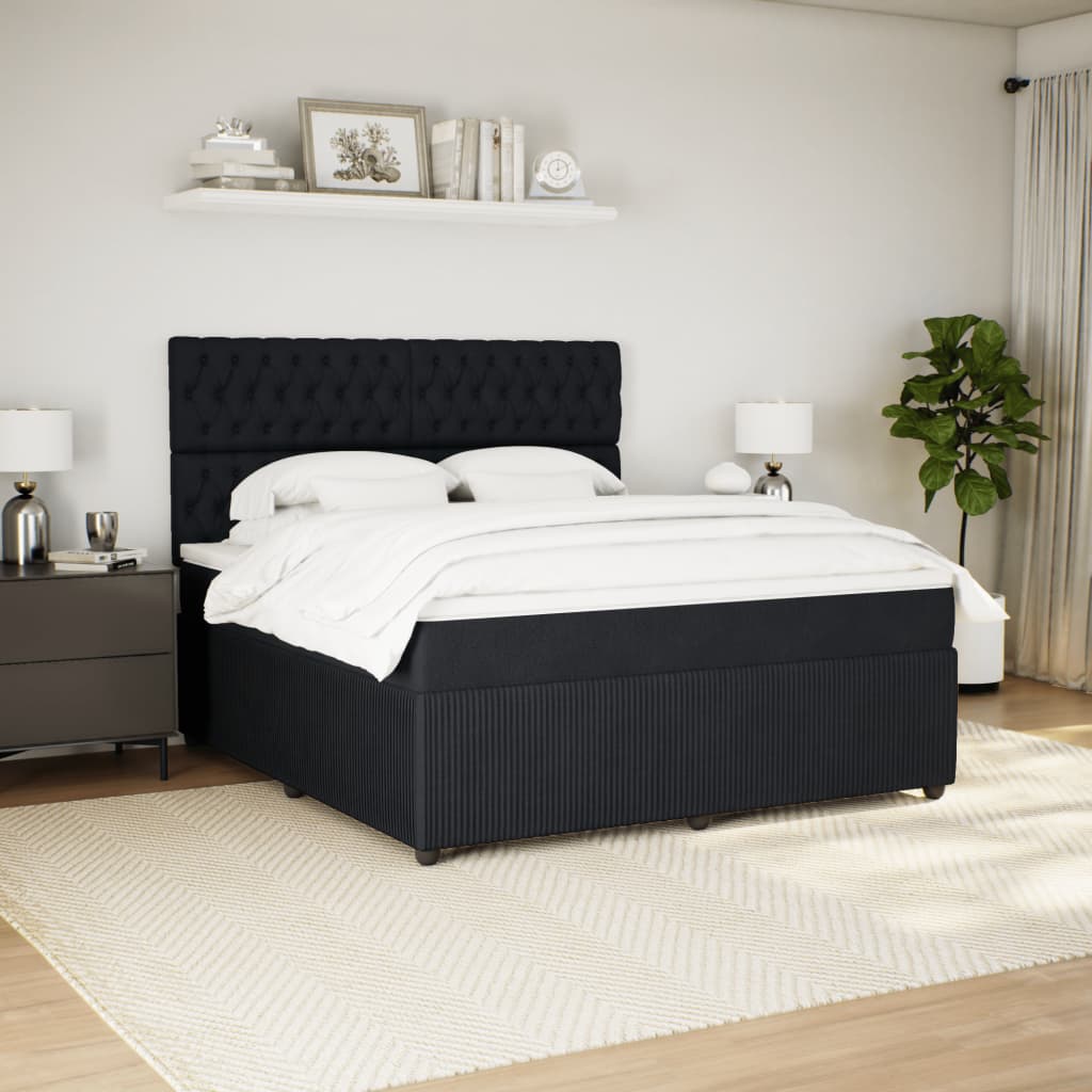 Pat box spring cu saltea, negru, 180x200 cm, catifea GartenMobel Dekor
