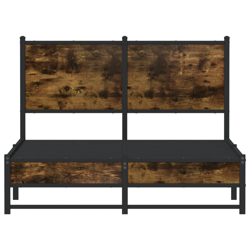 Cadru pat metalic cu tăblie, stejar fumuriu, 120x200 cm GartenMobel Dekor
