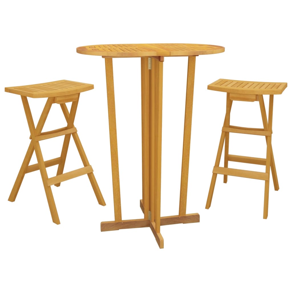 Set mobilier de bar pliabil, 3 piese, lemn masiv de tec GartenMobel Dekor