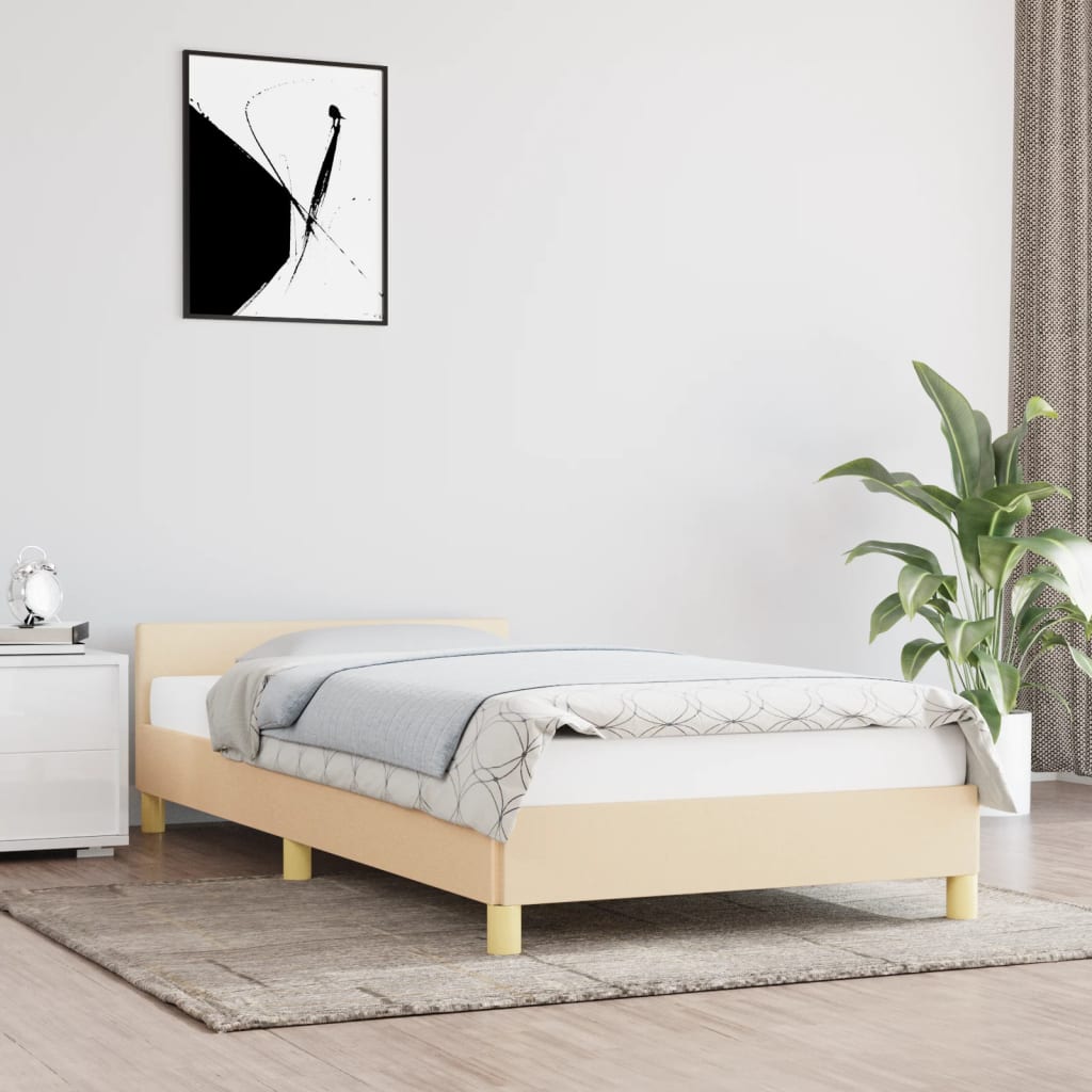 Cadru de pat cu tăblie, crem, 80x200 cm, textil GartenMobel Dekor