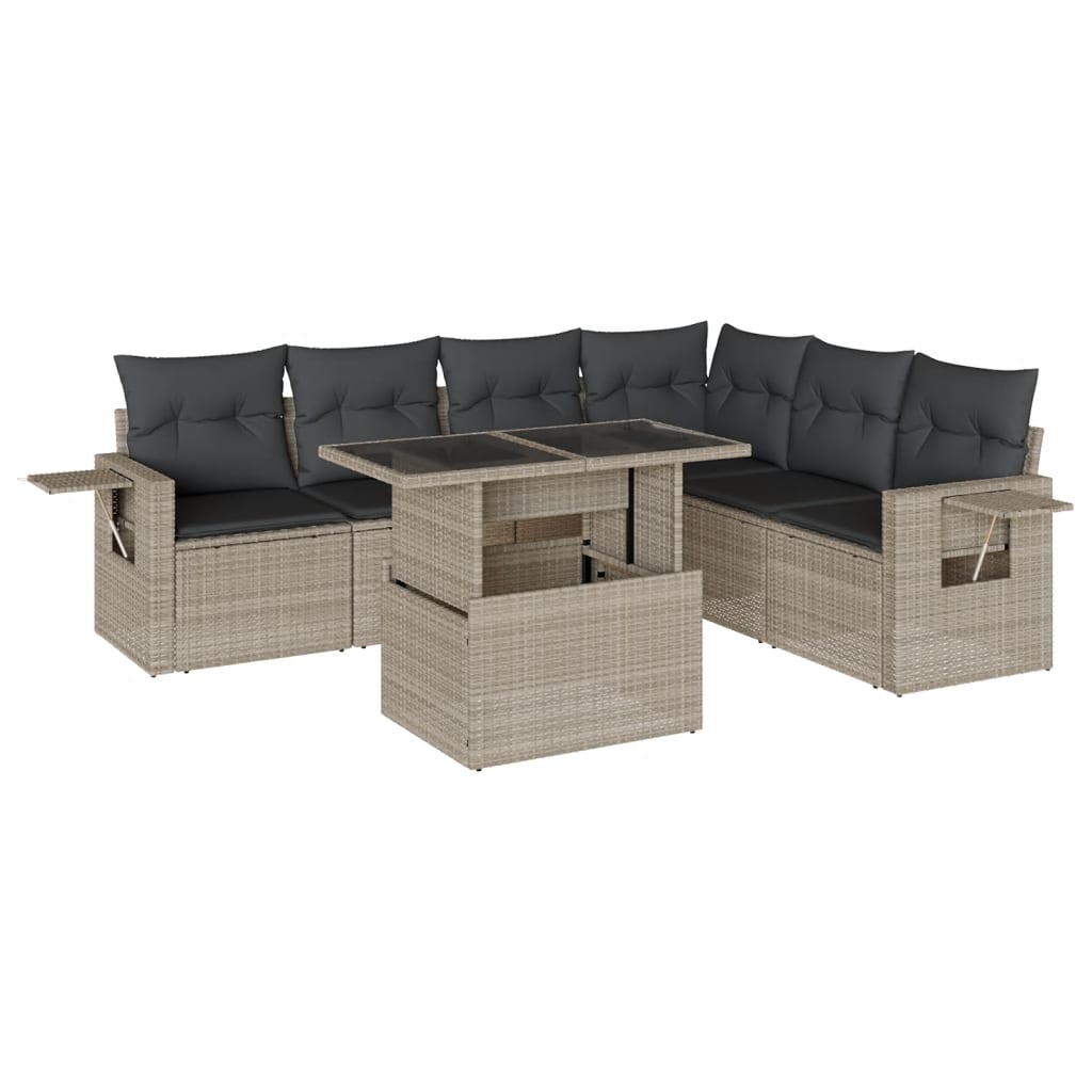 Set canapele de grădină cu perne, 7piese gri deschis poliratan GartenMobel Dekor