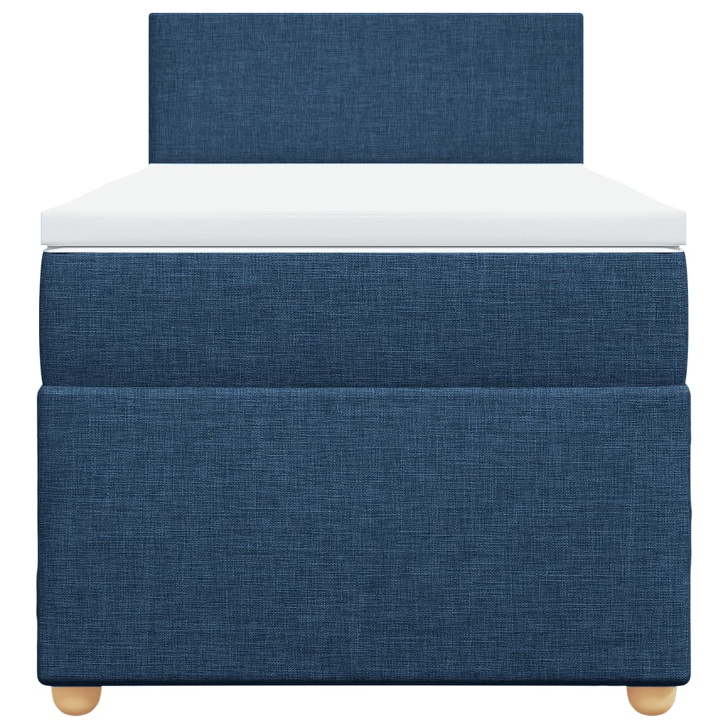 Pat box spring cu saltea, albastru, 90x200 cm, textil GartenMobel Dekor