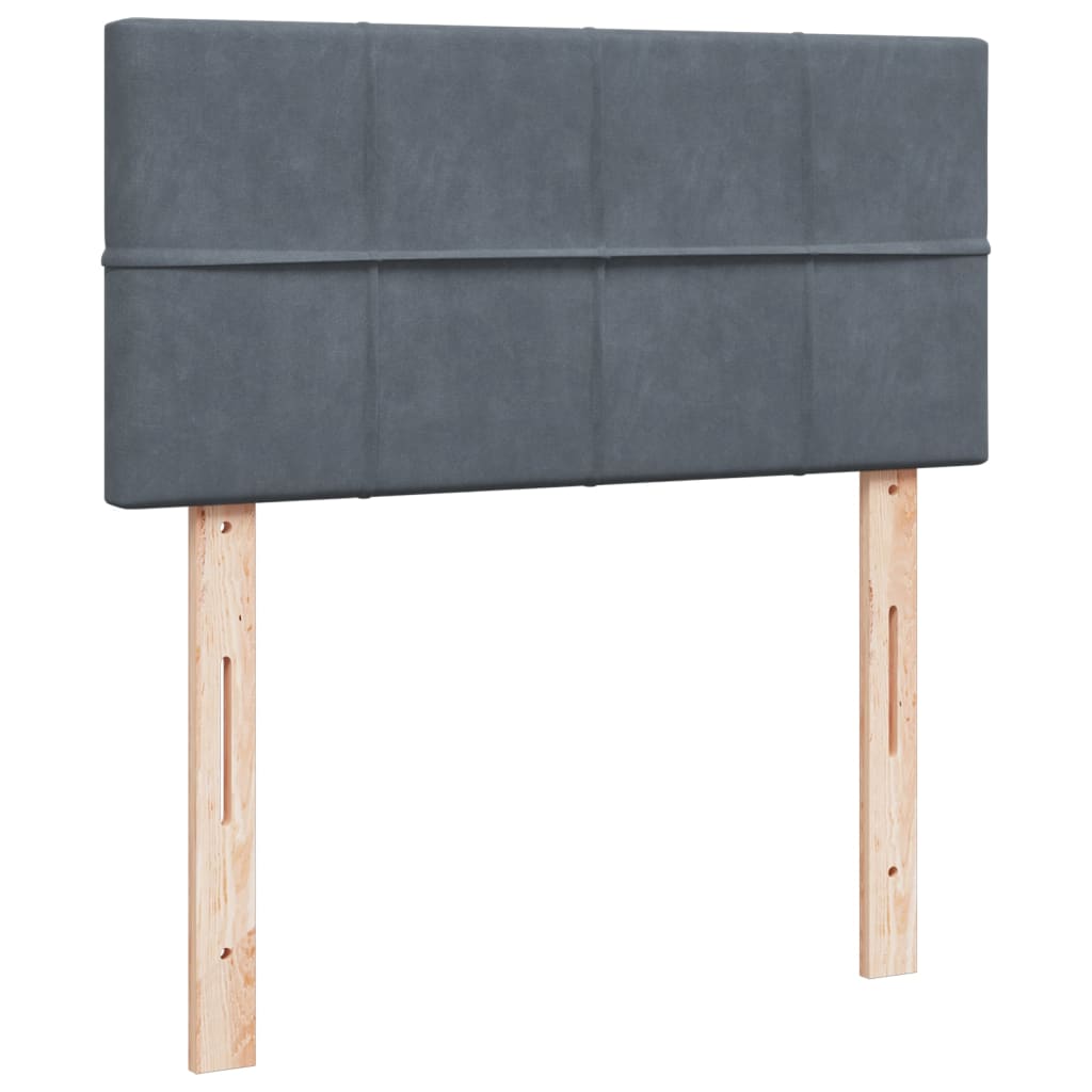 Pat box spring cu saltea, gri închis, 90x190 cm, catifea GartenMobel Dekor