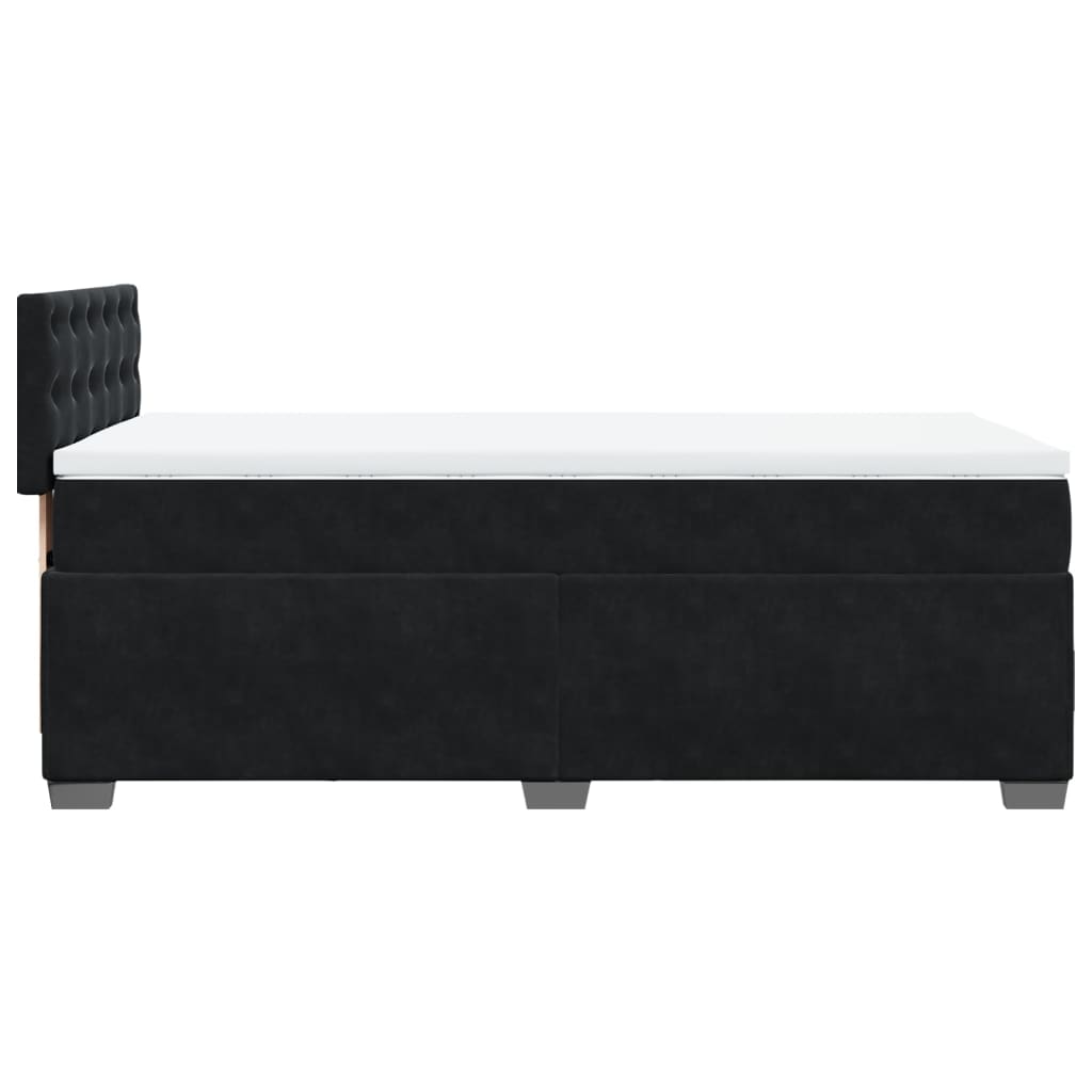Pat box spring cu saltea, negru, 90x200 cm, catifea GartenMobel Dekor