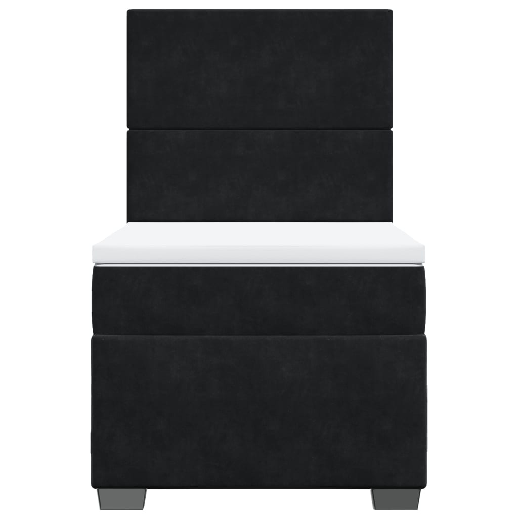 Pat box spring cu saltea, negru, 90x200 cm, catifea GartenMobel Dekor