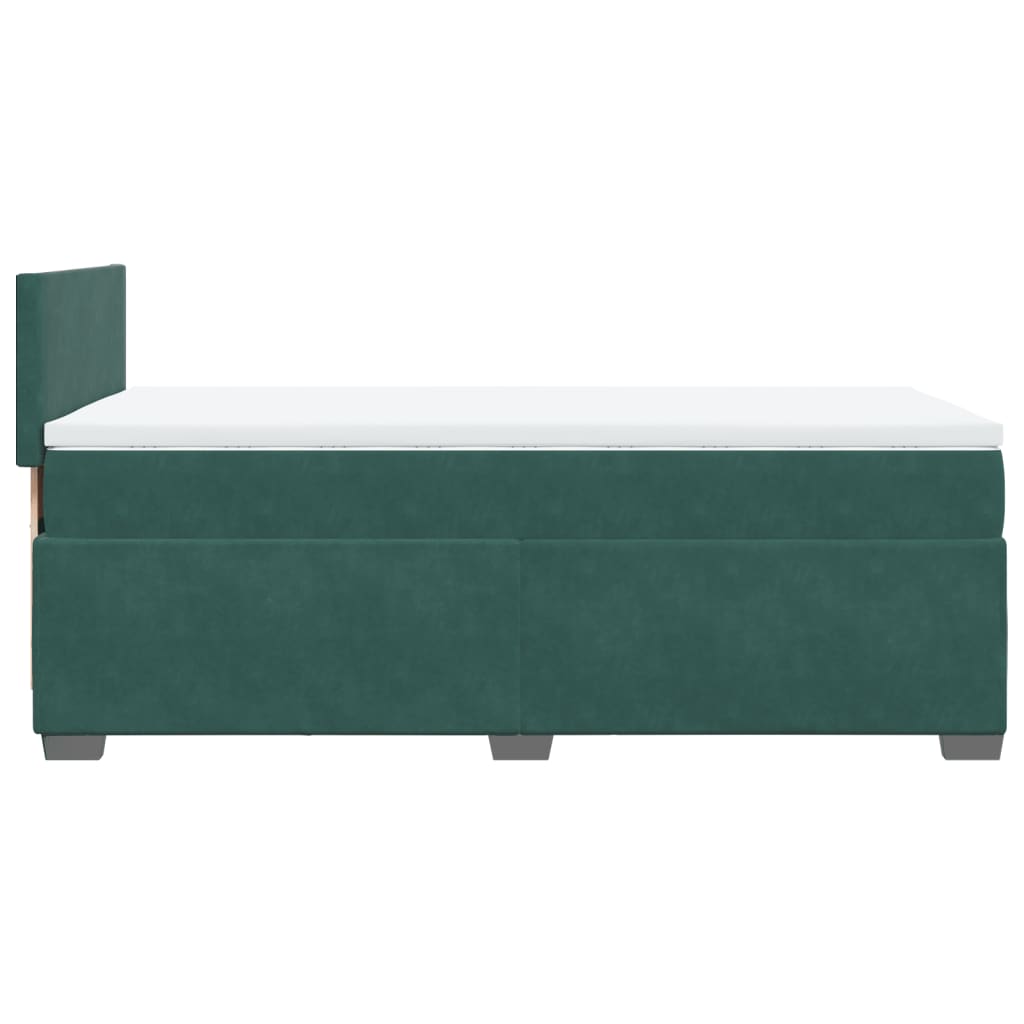 Pat box spring cu saltea, verde închis, 90x200 cm, catifea GartenMobel Dekor