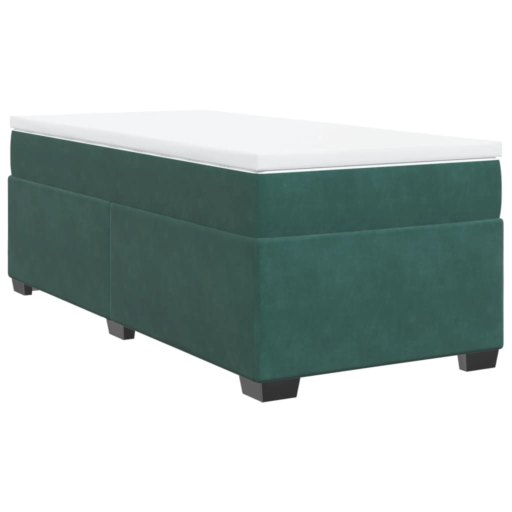 Pat box spring cu saltea, verde închis, 90x200 cm, catifea GartenMobel Dekor