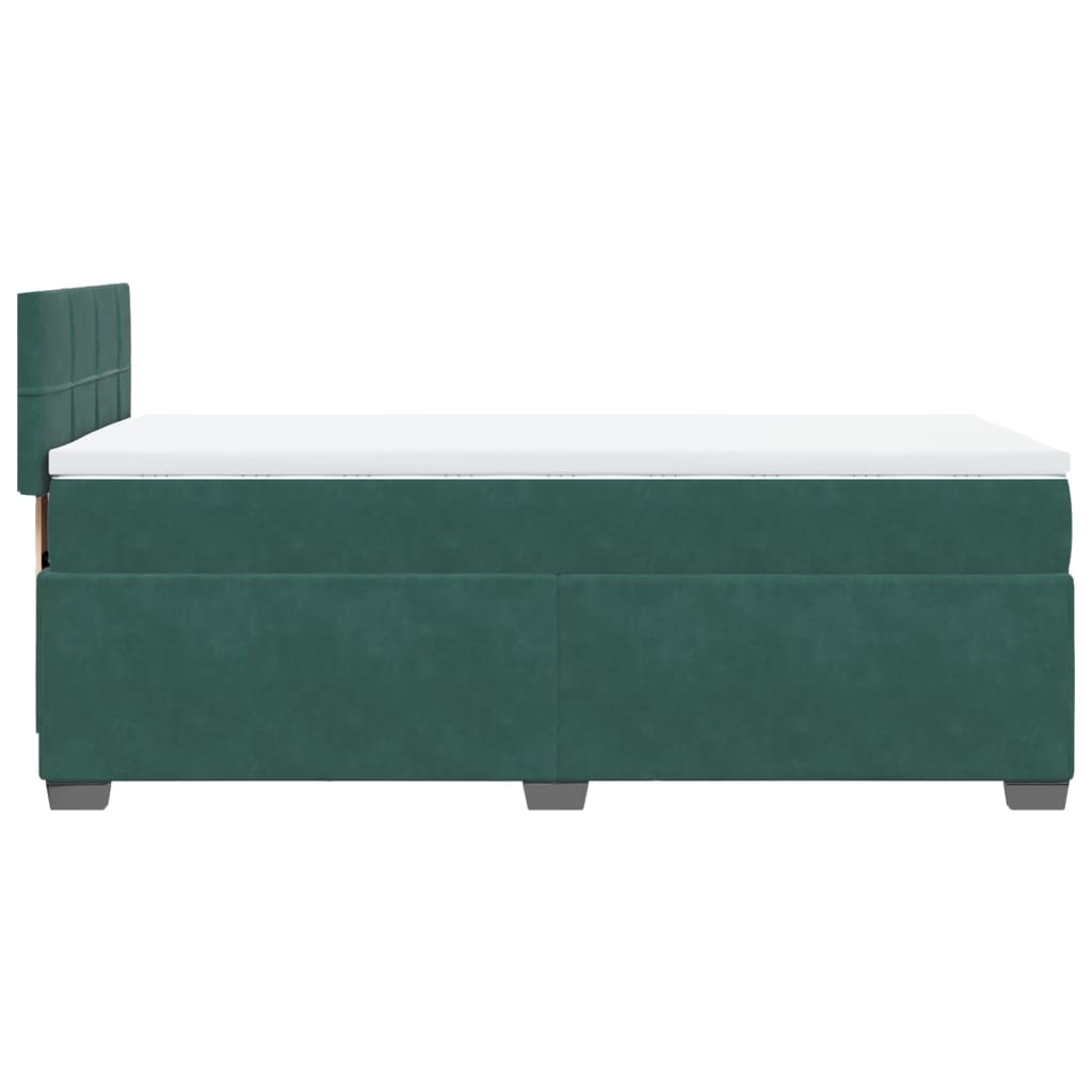 Pat box spring cu saltea, verde închis, 90x200 cm, catifea GartenMobel Dekor