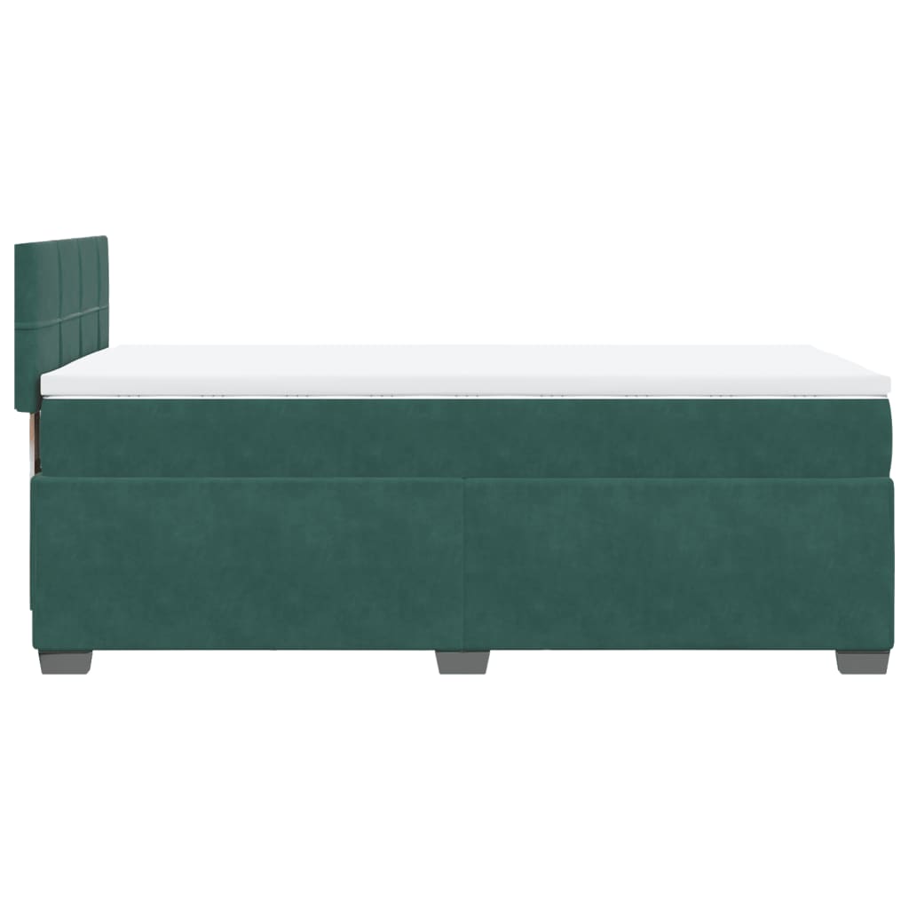 Pat box spring cu saltea, verde închis, 90x200 cm, catifea GartenMobel Dekor