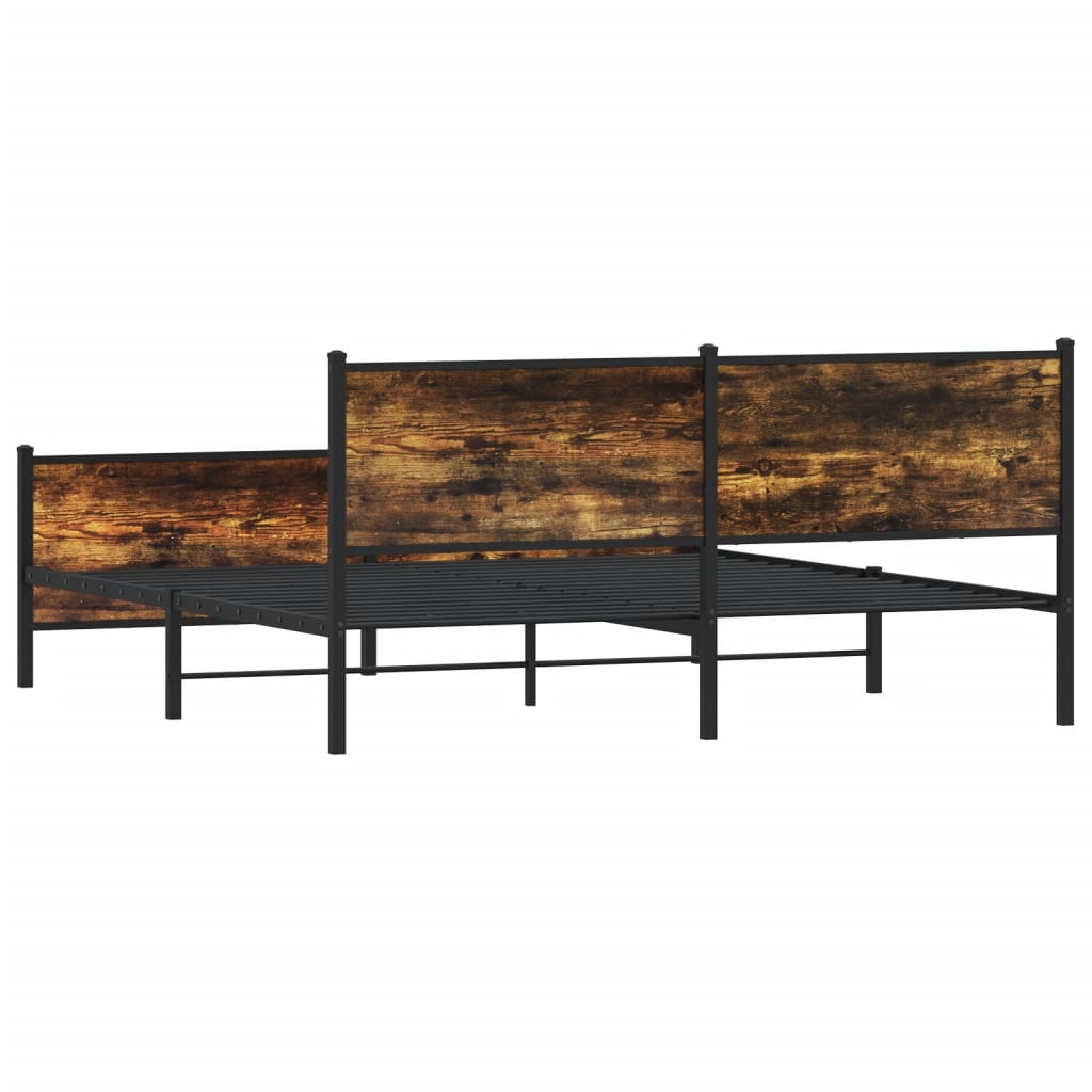 Cadru de pat metalic fără saltea, stejar fumuriu, 183x213 cm GartenMobel Dekor