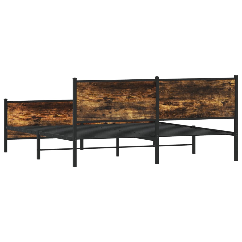 Cadru pat metalic fără saltea, stejar fumuriu, 180x200 cm GartenMobel Dekor