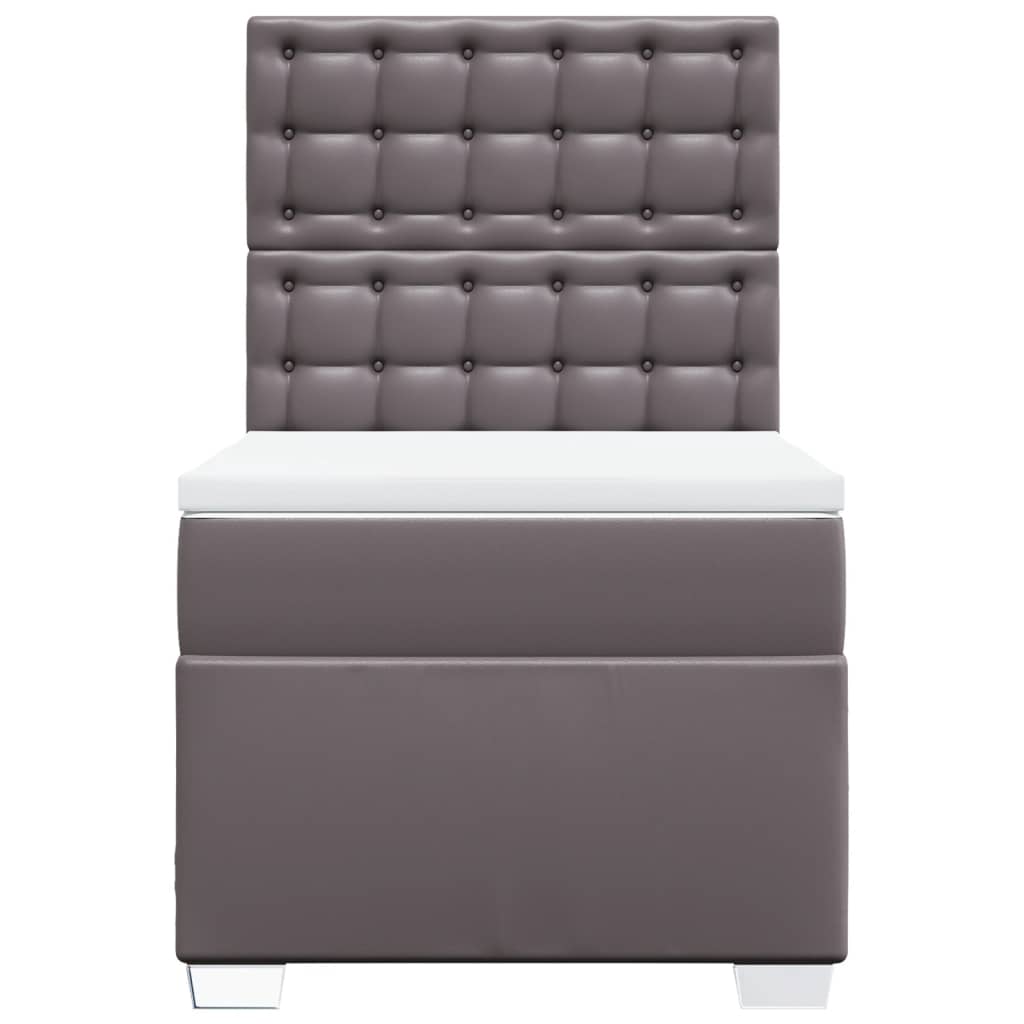 Pat box spring cu saltea, gri, 90x200 cm, piele ecologică GartenMobel Dekor