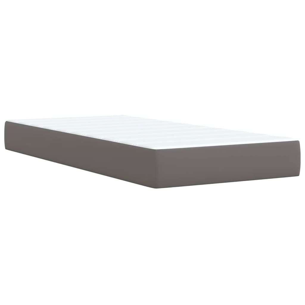 Pat box spring cu saltea, gri, 90x200 cm, piele ecologică GartenMobel Dekor