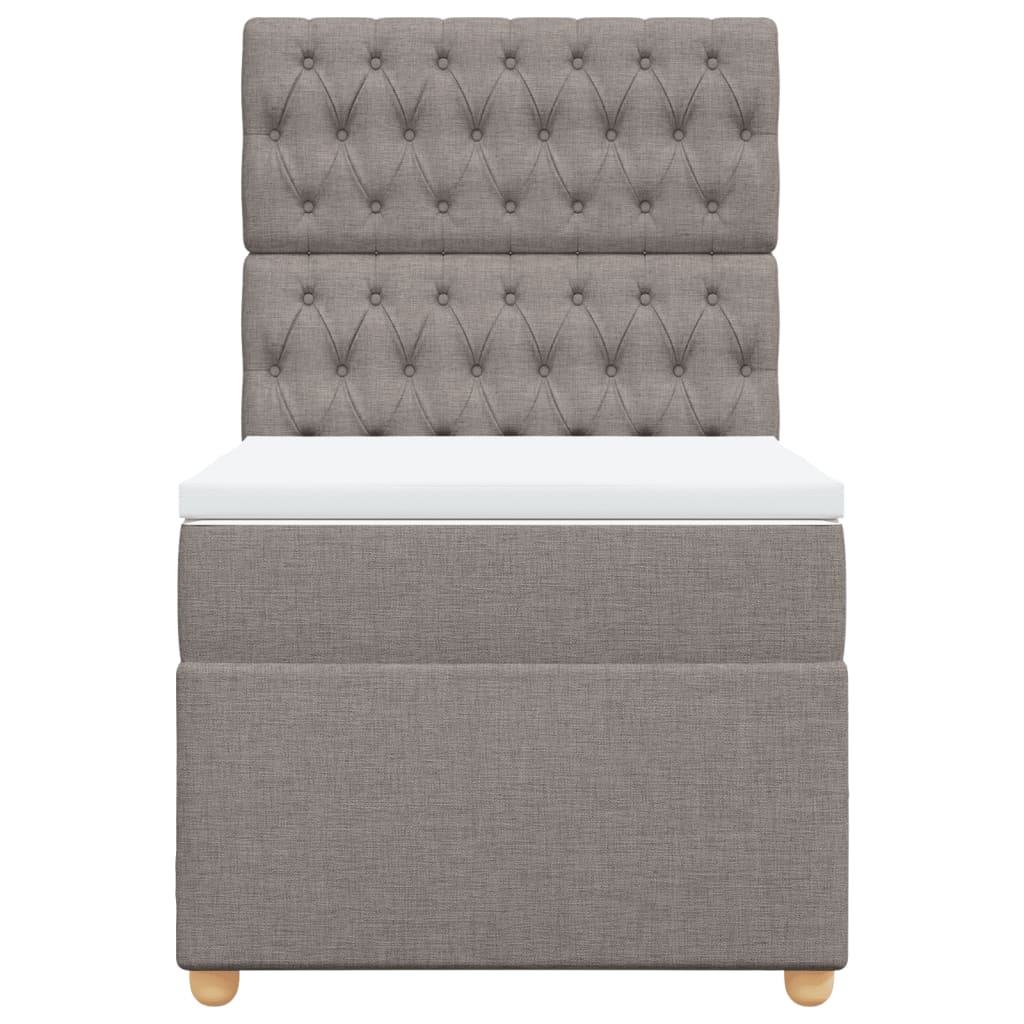 Pat box spring cu saltea, gri taupe, 90x200 cm, textil GartenMobel Dekor