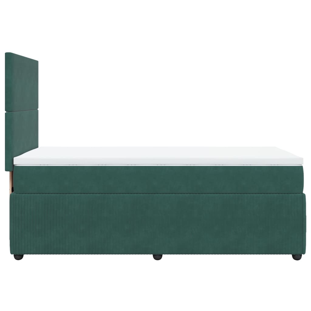 Pat box spring cu saltea, verde închis, 90x190 cm, catifea GartenMobel Dekor