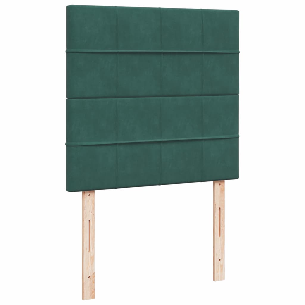 Pat box spring cu saltea, verde închis, 90x200 cm, catifea GartenMobel Dekor