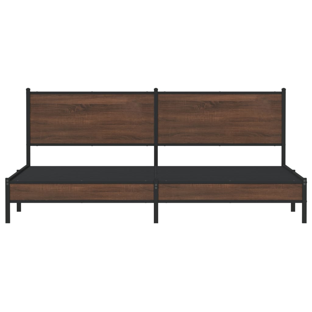 Cadru de pat metalic fără saltea, stejar maro, 193x203 cm GartenMobel Dekor