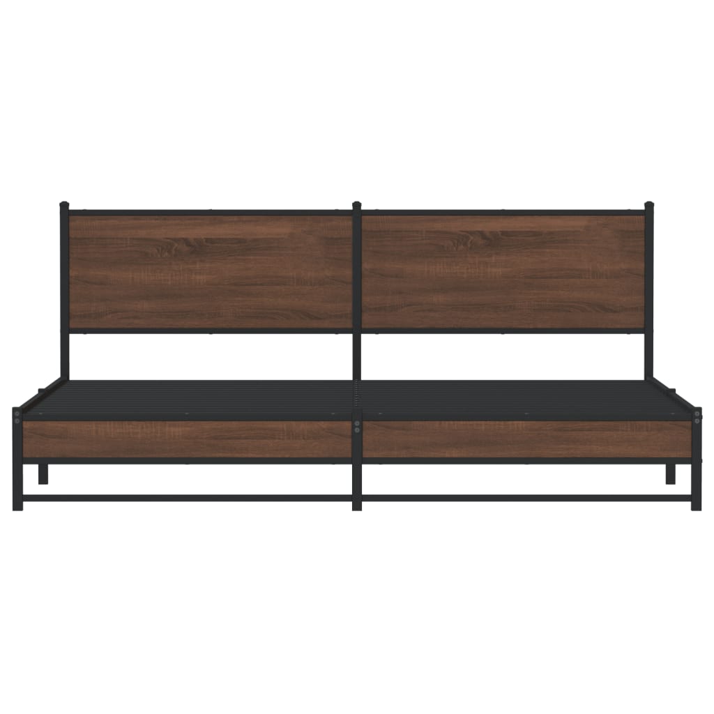 Cadru de pat metalic fără saltea, stejar maro, 200x200 cm GartenMobel Dekor