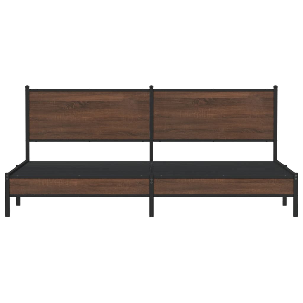 Cadru de pat metalic fără saltea, stejar maro, 200x200 cm GartenMobel Dekor