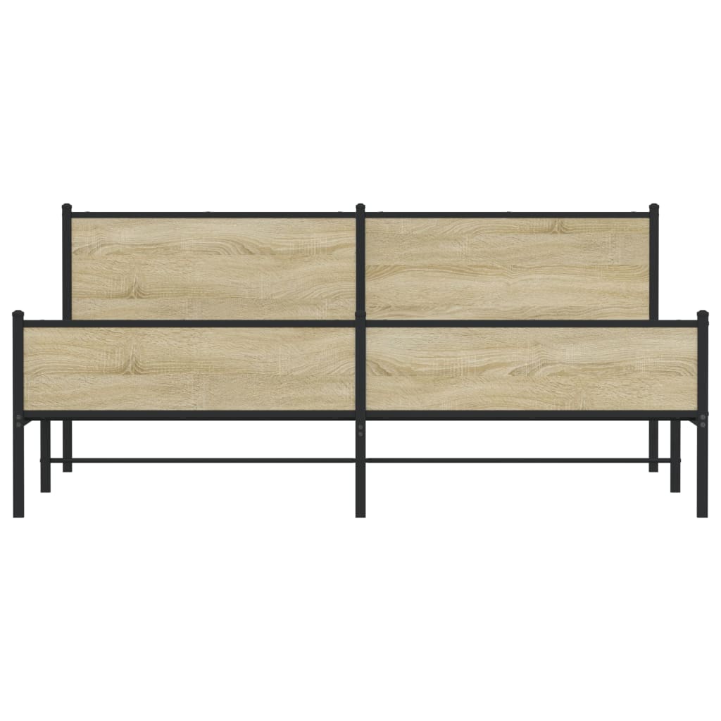 Cadru de pat metalic fără saltea, stejar sonoma, 193x203 cm GartenMobel Dekor