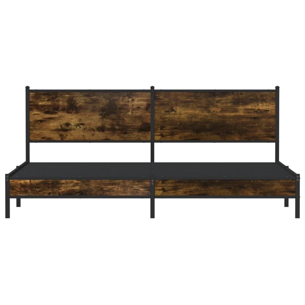 Cadru pat metalic fără saltea, stejar fumuriu, 200x200 cm GartenMobel Dekor