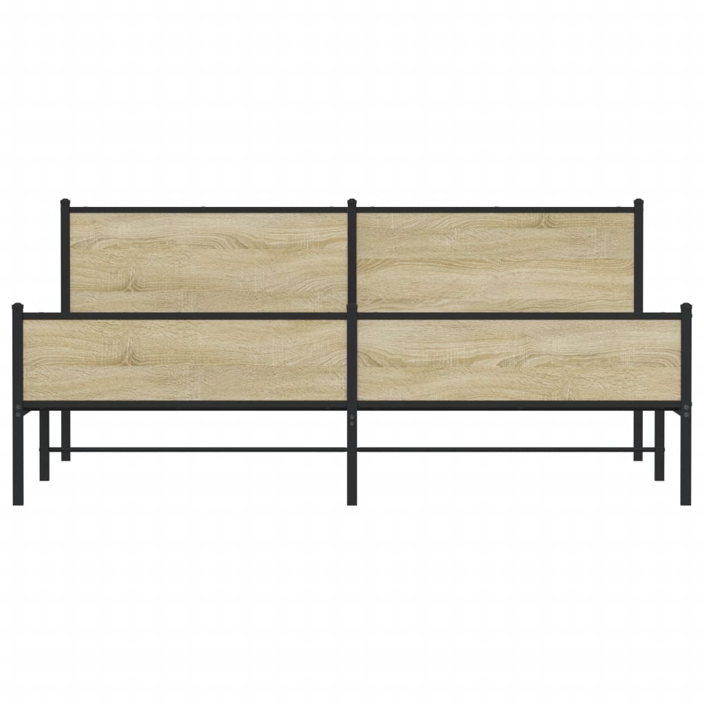 Cadru pat metalic fără saltea, stejar sonoma, 200x200 cm GartenMobel Dekor