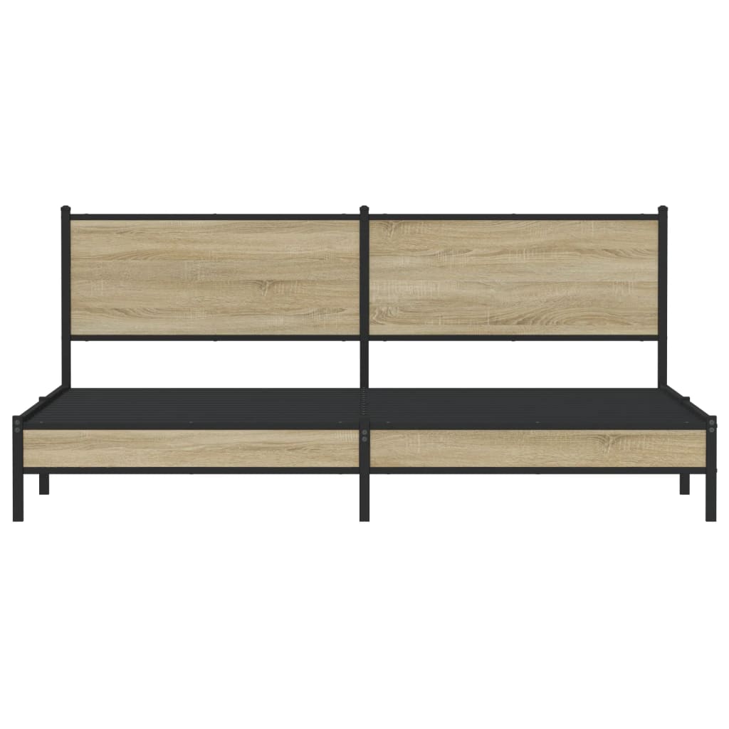 Cadru pat metalic fără saltea, stejar sonoma, 200x200 cm GartenMobel Dekor