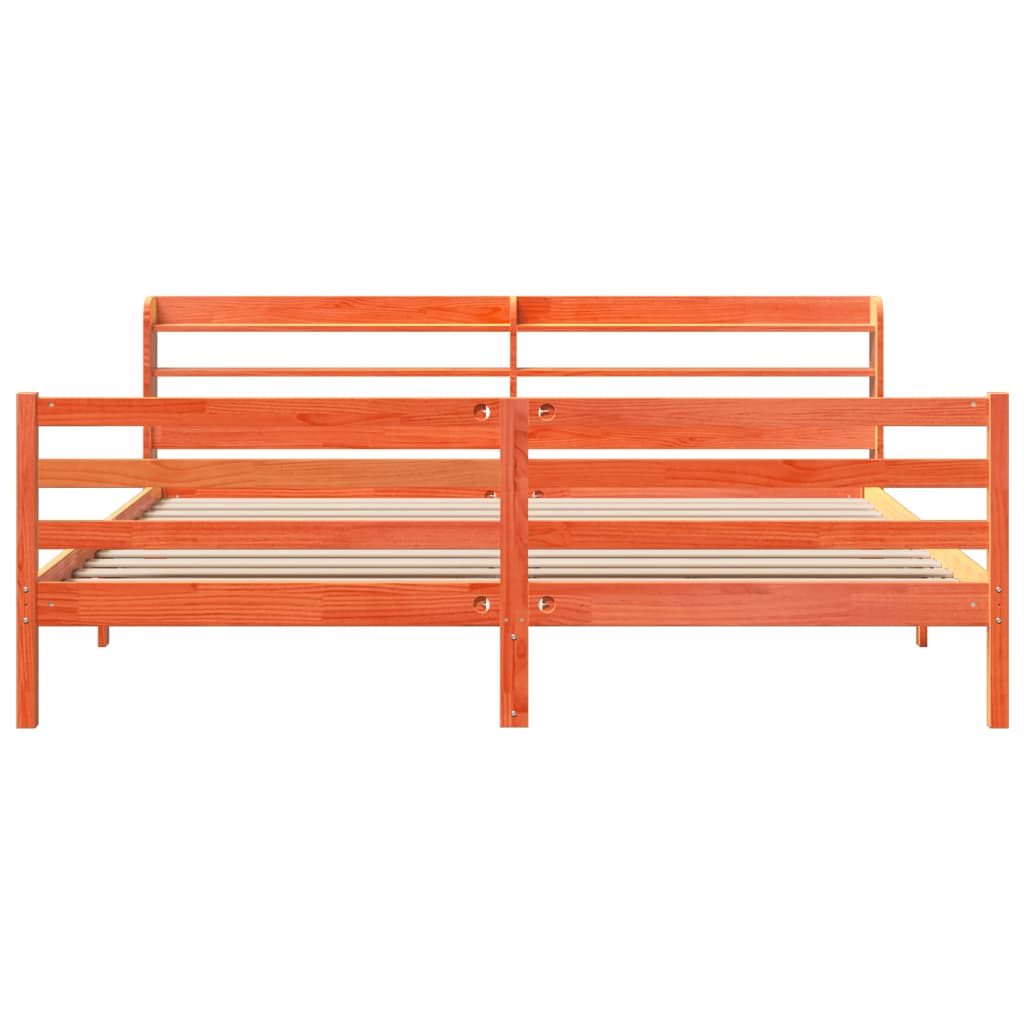 Cadru de pat fără saltea, maro ceruit 200x200 cm lemn masiv pin GartenMobel Dekor