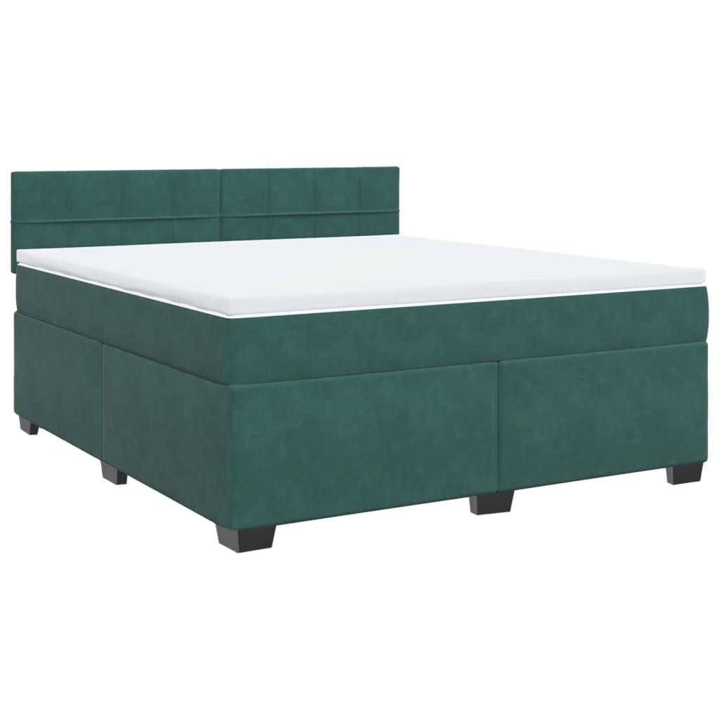 Pat box spring cu saltea, verde închis, 180x200 cm, catifea GartenMobel Dekor