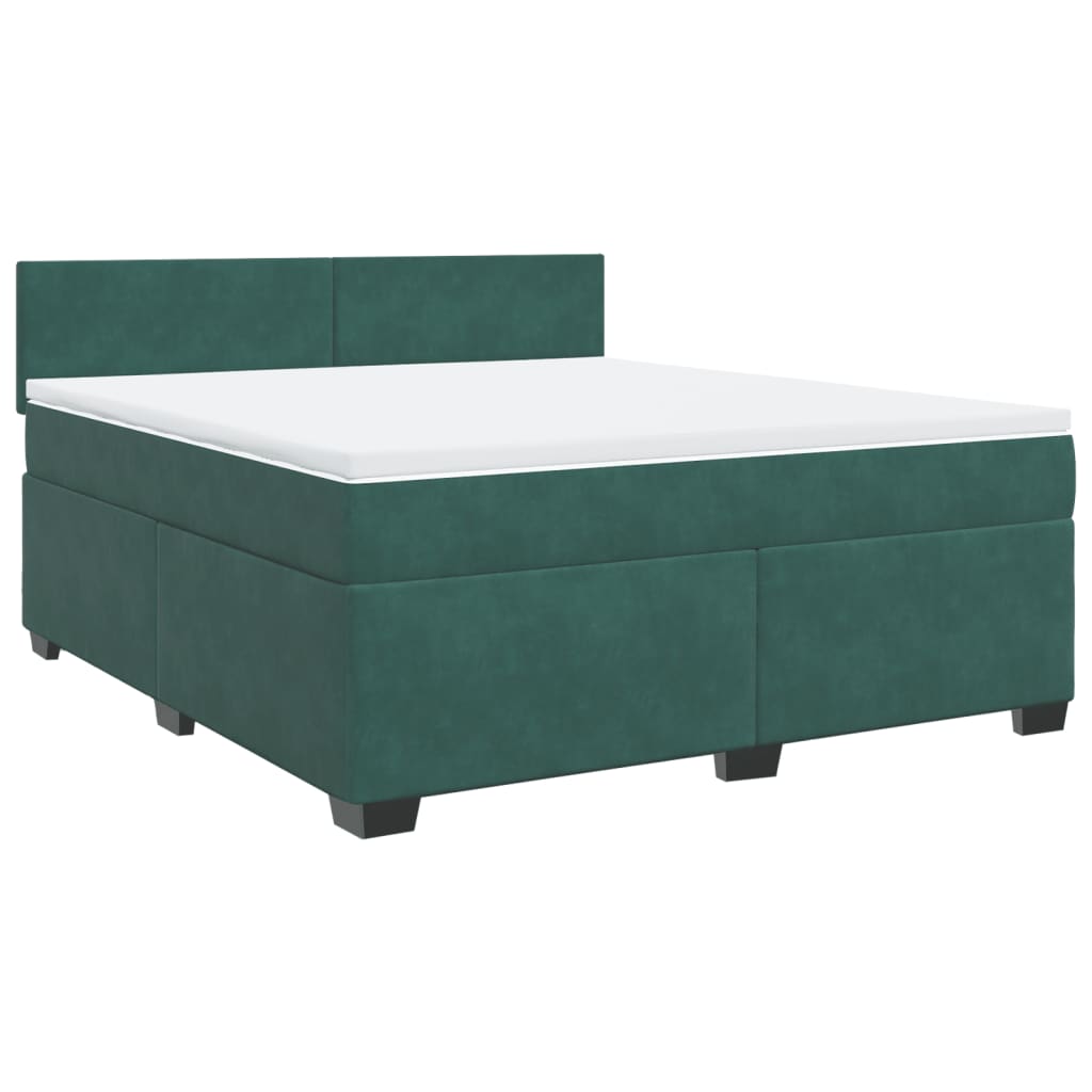 Pat box spring cu saltea, verde închis, 180x200 cm, catifea GartenMobel Dekor