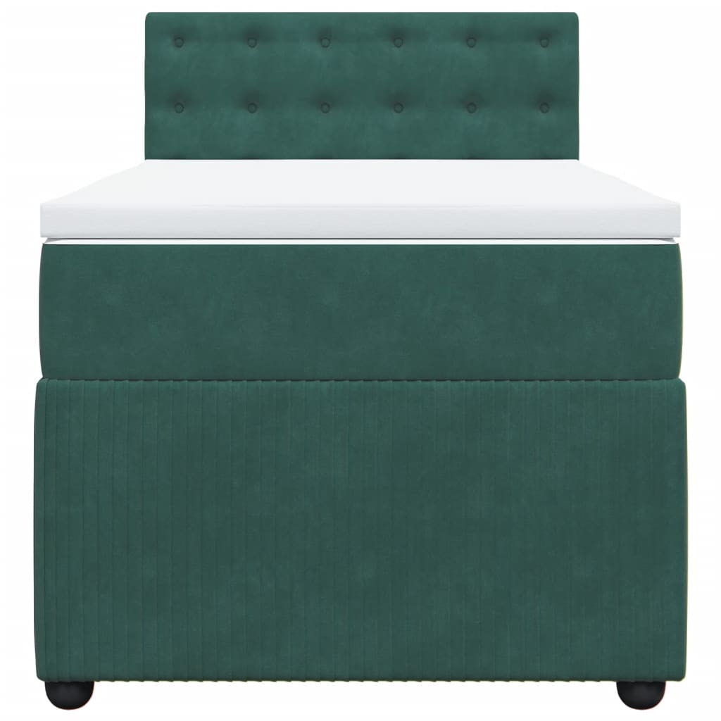 Pat box spring cu saltea, verde închis, 90x190 cm, catifea GartenMobel Dekor