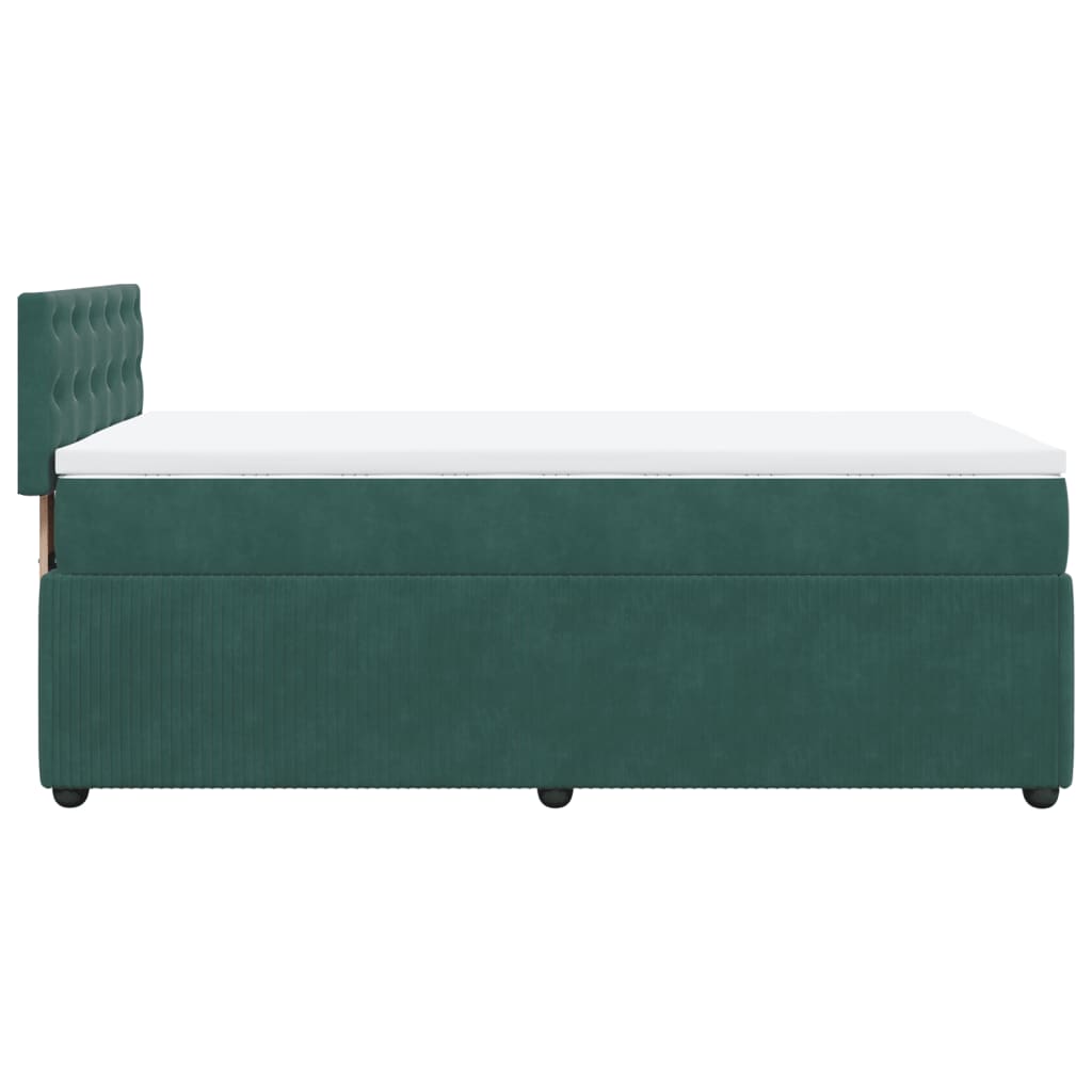 Pat box spring cu saltea, verde închis, 90x190 cm, catifea GartenMobel Dekor