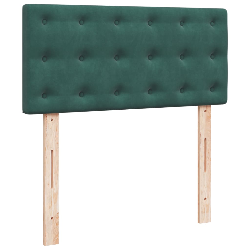 Pat box spring cu saltea, verde închis, 90x190 cm, catifea GartenMobel Dekor