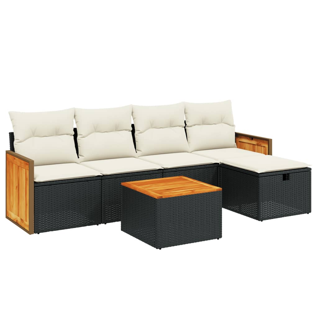Set mobilier de grădină cu perne, 6 piese, negru, poliratan GartenMobel Dekor