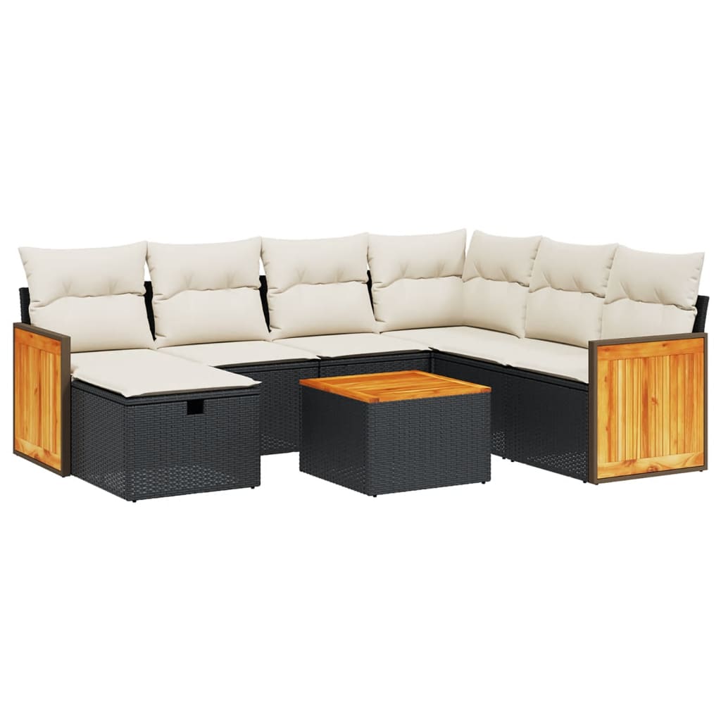 Set mobilier de grădină cu perne, 8 piese, negru, poliratan GartenMobel Dekor