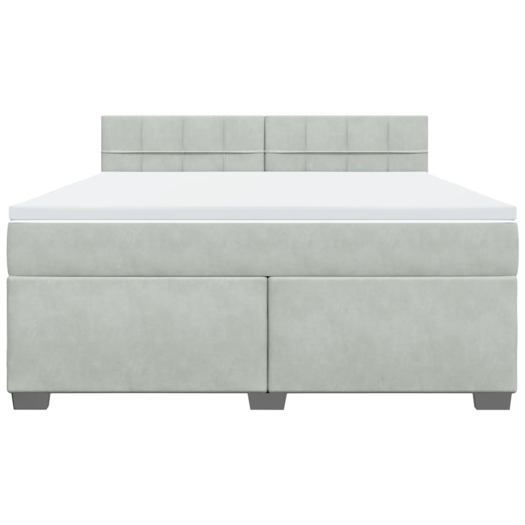 Pat box spring cu saltea, gri deschis, 180x200 cm, catifea GartenMobel Dekor