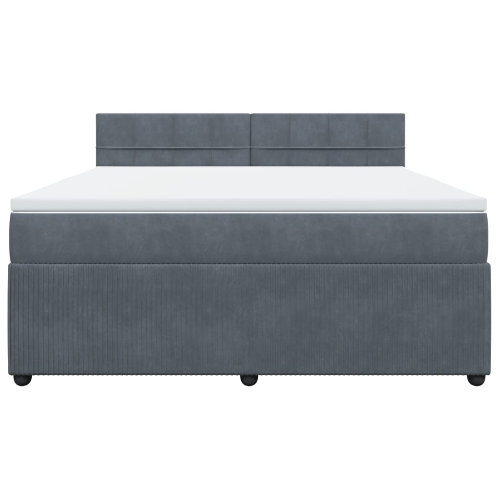 Pat box spring cu saltea, gri închis, 180x200 cm, catifea GartenMobel Dekor